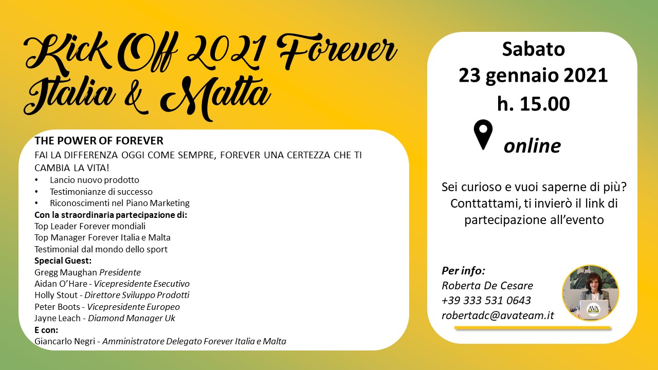 kick off 2021 Forever Italia & Malta